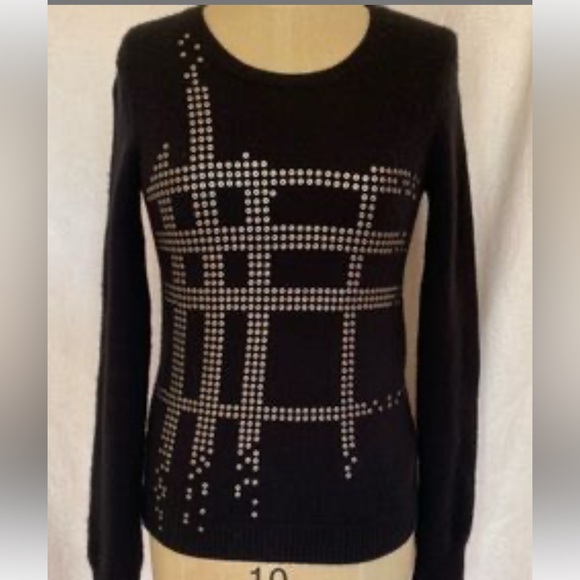 Burberry Sweaters - Burberry Black Checkered Women's Wool Sweater